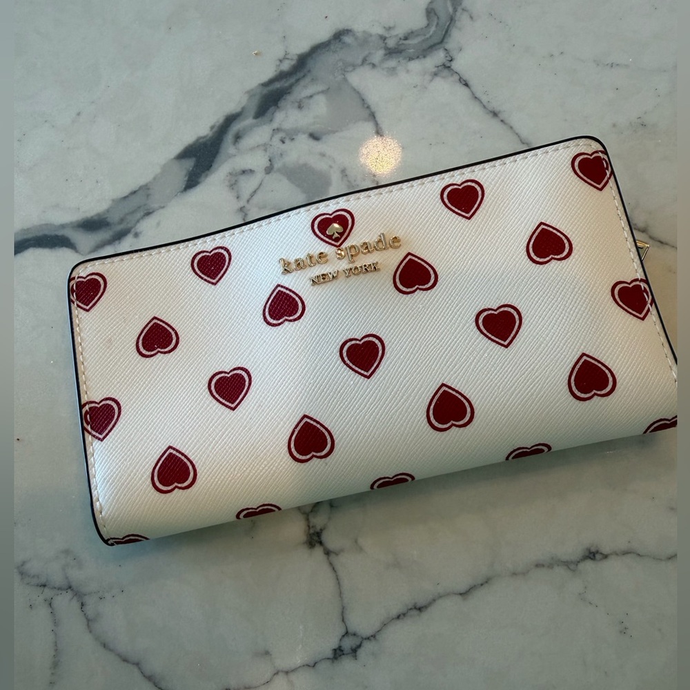 Kate Spade Madison Heartfelt Geo Slim Bifold Wallet with COA